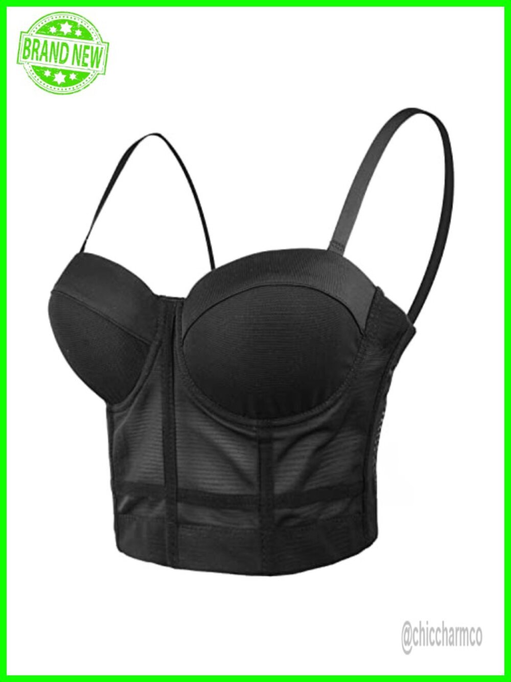 Mesh Bustier Crop Top Push Up Corset Bra
